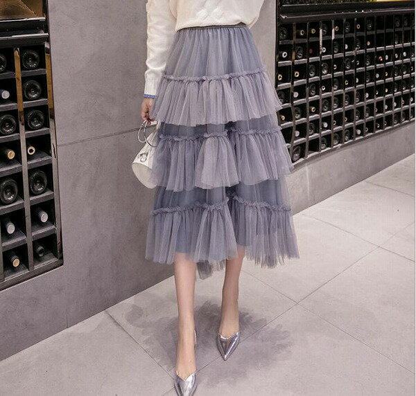 フレアスカート 3重ケーキスカート ベルベット ベロアスカートマキシスカートフリル おしゃれ ふわふわ