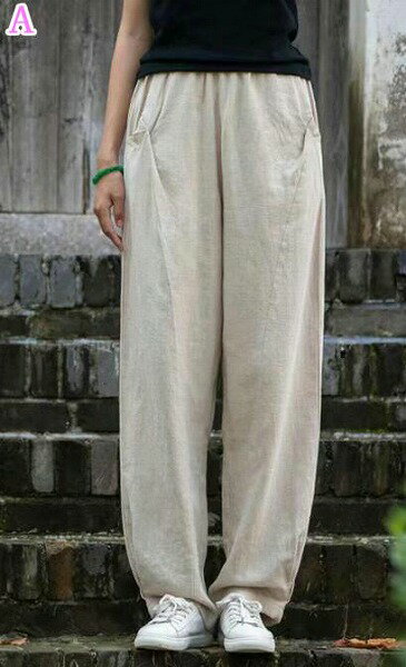 無地パンツ 綿とリネンの婦人服 ルーズ 痩身パンツ カジュアルパンツ 裏起毛 ライトケージパンツ