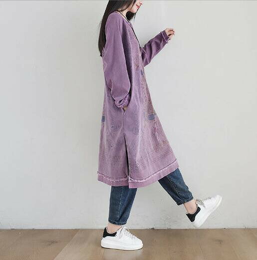 ゆったり カジュアルウェア エスニックスタイル ラウンドネック ミドル丈セーター グラデーション