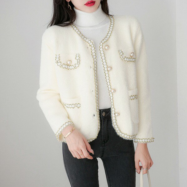 【秋冬新作】韓国風デザインニットコートおしゃれ