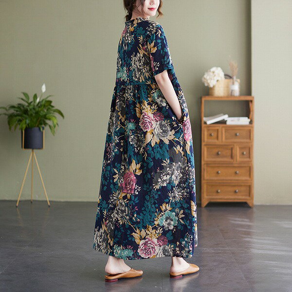 【新作】春夏花柄ワンピースカジュアル