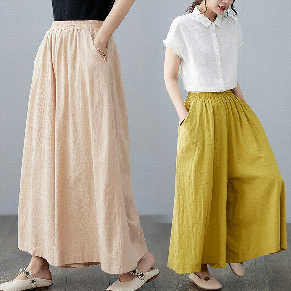 サイズ・容量【参考サイズ】【FREE】： 着丈:約92cm ウエスト:約64-120cm ヒップ:約162cm※サイズについては2-3センチの誤差があります。■採寸の仕方によってサイズが異なる場合がございますので予めご了承ください。規格■生産地：中国■素材・成分：綿麻■パッケージ：PP袋注意事項■照明の具合や、撮影の状況で掲載の商品画像と実際の色・型は、モニター表示などで異なります。ご了承ください。■背景の小物等は撮影の為のイメージですので商品には含まれません。