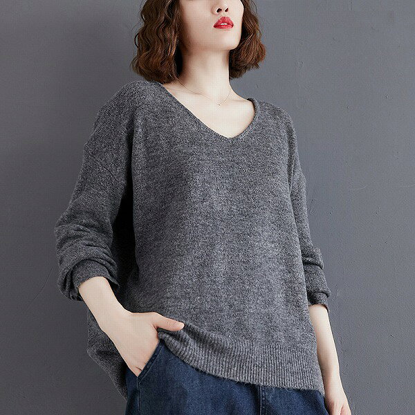 【秋冬新作】ニットセーター ゆったり オーバーサイズ アウター カジュアル おしゃれ コットン