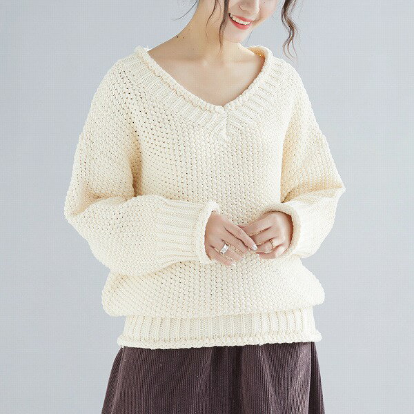 【秋冬新作】ニットセーター ゆったり オーバーサイズ アウター カジュアル おしゃれ コットン