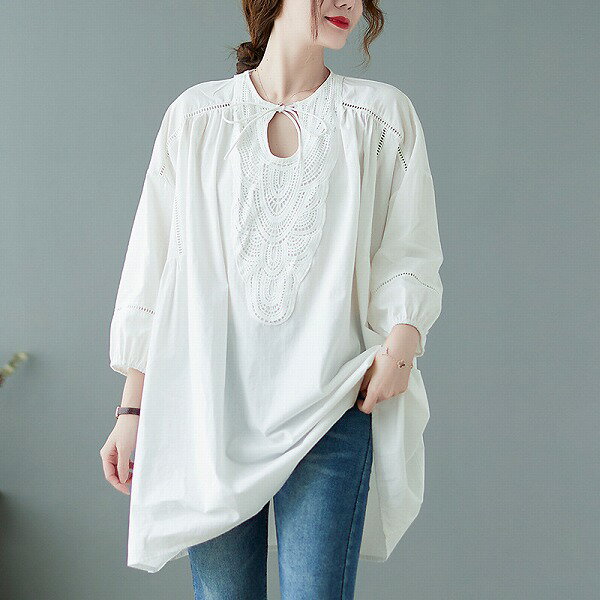 刺繍トップス　シャツレディース　トップス 女性　長袖