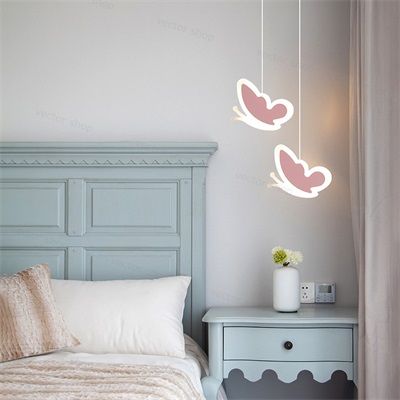 【100円～1000円OFFクーポン配布中】【送料無料】ペンダントライト北欧 おしゃれ バタフライ型 ダイニング 和室 リビング led ハート型 花型 シーリング ダクトレール用 子供部屋 幼稚園 昼光色 電球色 工事不要 2灯 [3]