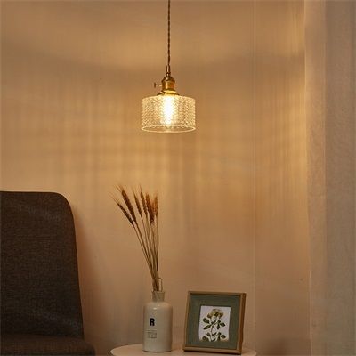 【100円～1000円OFFクーポン配布中】【送料無料】 ペンダントライト ガラス 北欧 おしゃれ キッチン 和風 キッチン ダイニング リビング ランプシェード 真鍮ランプ 天井照明 居間用 玄関 寝室 LED 1灯 ダクトレール 引掛シーリング用 工事不要 簡単設置 アジャスター付 [3]