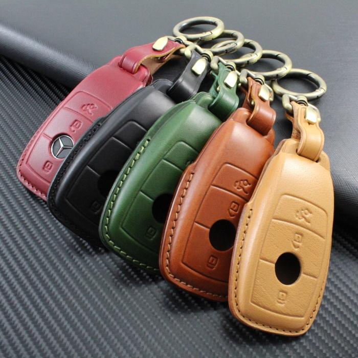 【100円～1000円OFFクーポン配布中】【送料無料】メルセデスベンツ 本革 レザー キーケース カラビナ付き 全5色 Aクラス Bクラス Eクラス Cクラス CLA GLA GLB など キーカバー キーホルダー スマートキー