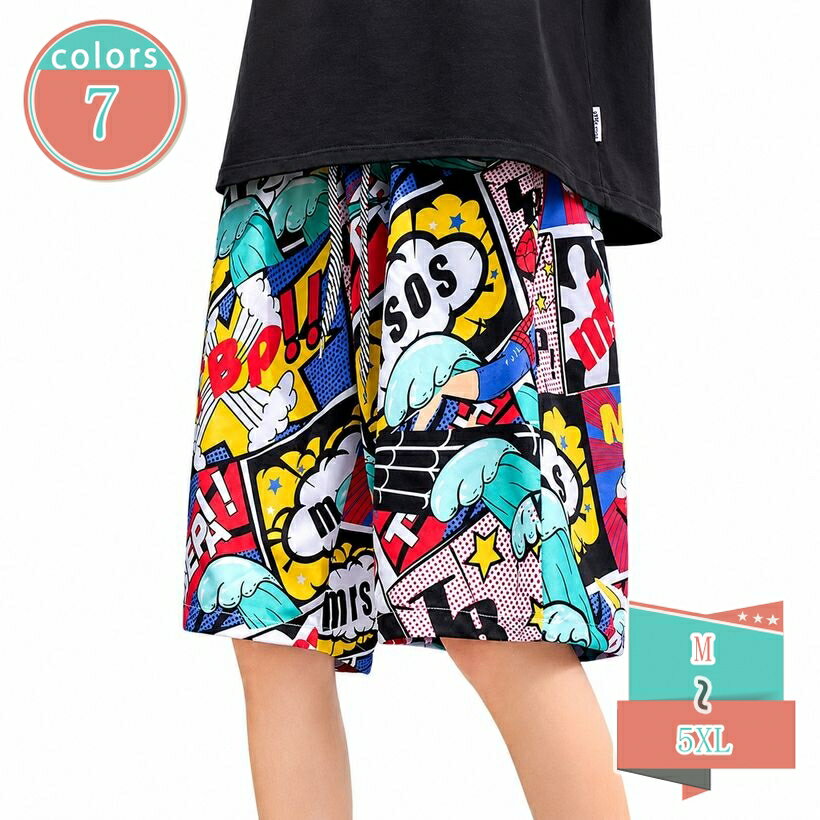 下裝 - ハーフパンツ メンズ 体型カバー ショートパンツ ゆったり ビーチ おしゃれ 総柄 短パン カジュアル 半ズボン ボトムス 水陸両用 ストリート 大きいサイズ ゆったりサイズ shop-kosugi