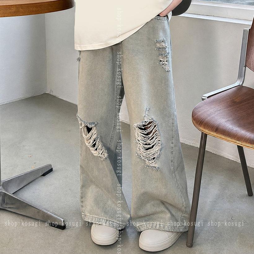 500€ OFF cupón ropa para niños pantalones largos Denim moda Denim Zippan manipulación de daños niños adulto simple chica danza cool dulce primavera verano ropa para niños shop-kosugi — vista 3