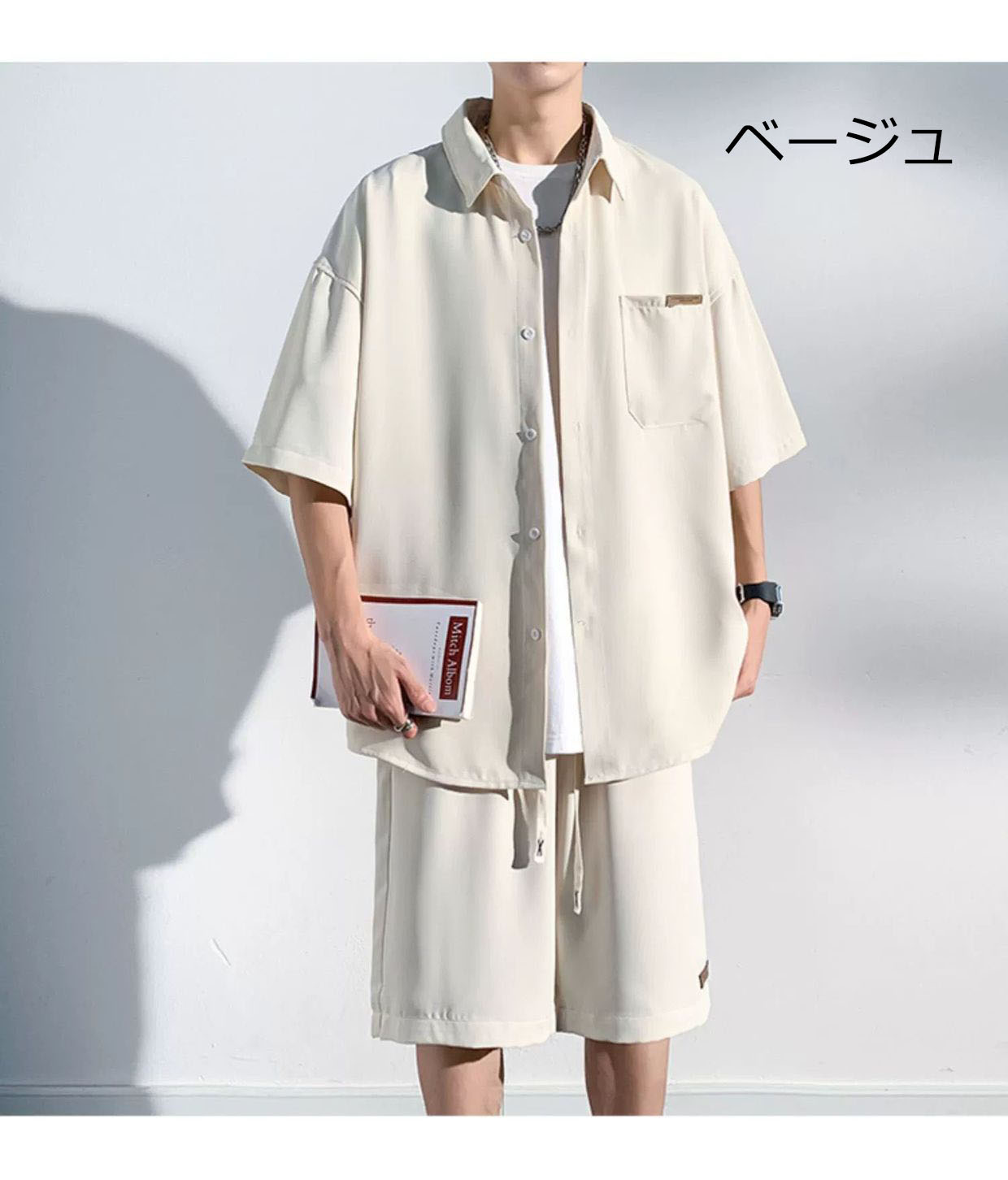 セットアップ メンズ ハーフパンツ 夏 夏服 春 春服 5分袖シャツ 春夏 シャツ 半袖 ジャージ ブラウス シャツ 半袖 シャツ 2点セット 接触冷感 セットアップ 上下セット 速乾 半袖 開襟 ハーフパンツ 無地 シャツ おしゃれ 通気性 カジュアル服 上下セットアウター 薄手