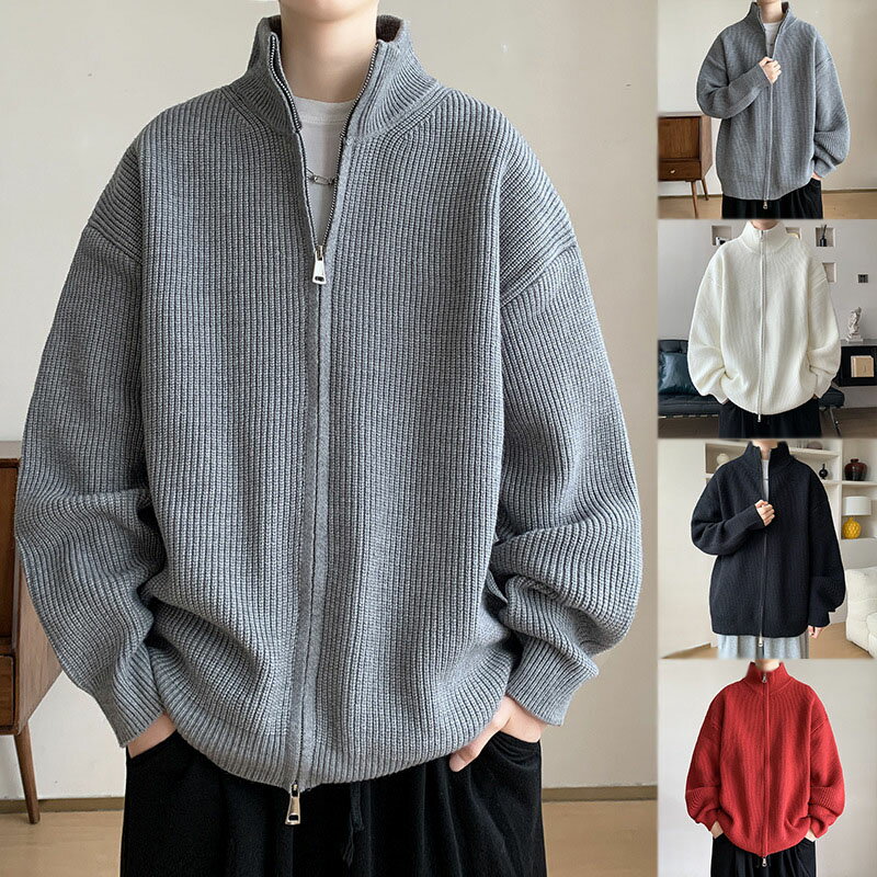 カーディガン メンズ トレーナー ジャケット 暖かい 長袖 スウェット ゴルフウェア ニットジャケット トップス 厚手 大きい サイズ オーバーサイズ セーター...