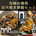 【送料無料】宮崎山地鶏 炭火焼き堪能セット【炭火焼3袋 骨付き1袋（合計4袋）セット】【冷凍便】レア焼き 宮崎県 宮崎 地鶏 炭火焼 真空パック 鶏 宮崎県産地鶏 国産 地どり 地どり コリコリ 炭火焼き地鶏 【宮崎地鶏炭火焼 車】