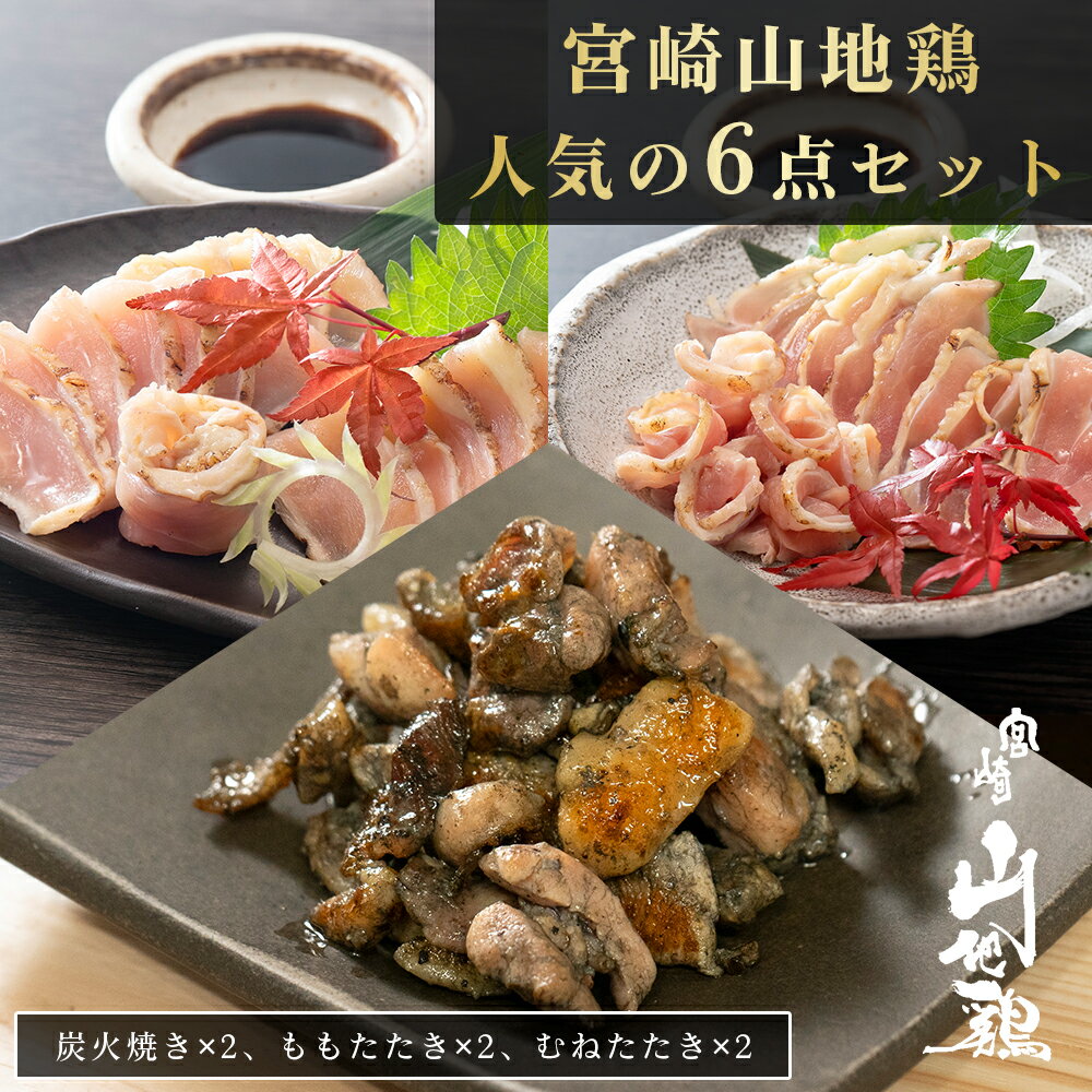 【送料無料】宮崎山地鶏 ベストセット 合計6袋【炭火焼き2袋、たたきもも2パック、むね2パック】【冷凍便】 地鶏 炭火焼 真空パック 地鶏炭火 冷凍 炭火焼鳥 鶏 やきとり 焼鳥 地 鶏 取り寄せ ももたたき たたき 炭火焼き地鶏 スライス 母の日 ギフト【宮崎地鶏炭火焼 車】