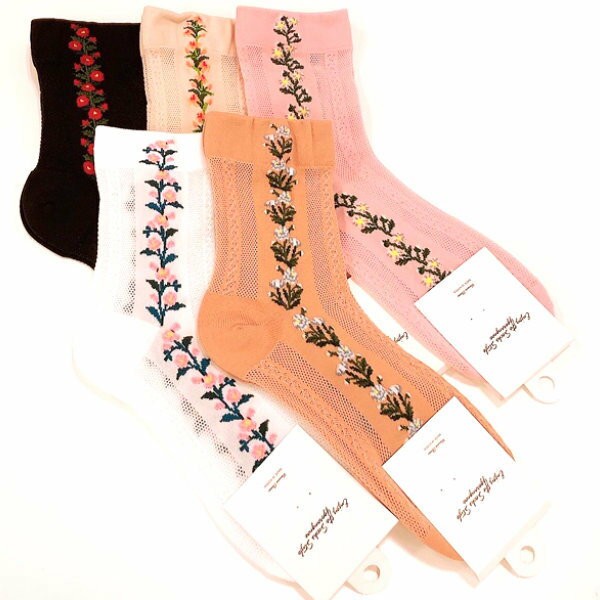 売り尽くしSALE【メール便6足までOK!】靴下 レディース 韓国ソックス#花柄 #メッシュ #レース #靴下 #ショート丈 #WOMAN #Made in K...