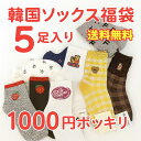 楽天スーパーSALE 数量限定 送料無料 1000円ポッキリ 韓国ソックス福袋 5足入り レディース 靴下 セット 韓国トレンド 韓国ファッション 韓国コーデ 韓国女子 靴下女子ソックスコーデ プチプラファッション インスタ映え