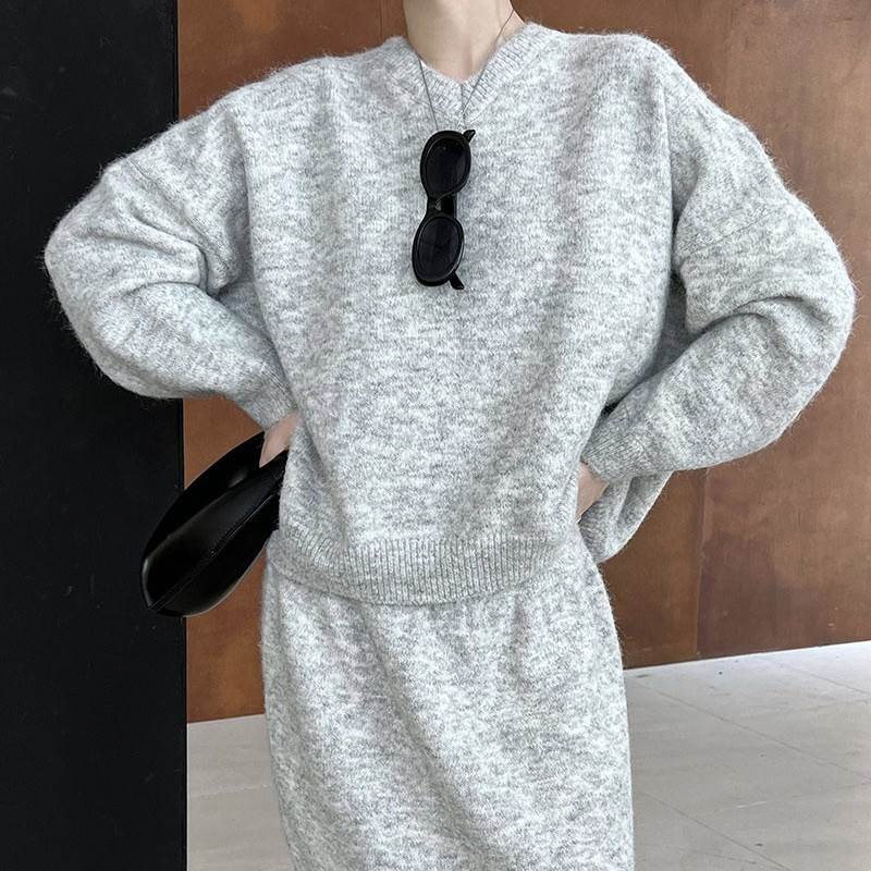 上下セット 2点セット トップス スカート ボトムス ニット セーター セットアップ レディース ショート..