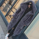 モコモコ フェイクファー ロング コート アウター 毛皮 レディース 長袖 冬 無地 ブラック グレー 2色展開 フード付き ポケット ファスナー 休日 お出かけ コーデ 着回し おしゃれ カジュアル かっこいい シンプル ふわもこ ゆったり ラフ 楽ちん 存在感 20代 30代 S M L(4)