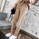 ニットパンツ 秋 冬 レディース ボトムス ジョガーパンツ ロング スマート ウエストゴム 編み込み 伸縮性 無地 10代 20代 30代 40代 公園デビュー お出かけ 普段使い 休日 ルームウエア 部屋着 シンプル カジュアル ラフ メンズライク ボーイッシュ ルーズ 5色展開