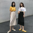 スカート ミモレ丈 レディース 春 夏 無地 ブラック アプリコット 2色展開 Iライン ウエストゴム バックスリット 休日 お出かけ デート コーデ 普段使い OL 通勤 着回し 定番 おしゃれ オフィスカジュアル きれいめ シンプル ナチュラル 上品 清楚 20代 30代 40代 S M L