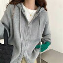 トップス ニット カーディガン パーカー レディース 羽織 前開き 長袖 フード 重ね着 ファスナー ヴィンテージ アメカジ ジッパー 大人可愛い シンプル カ...