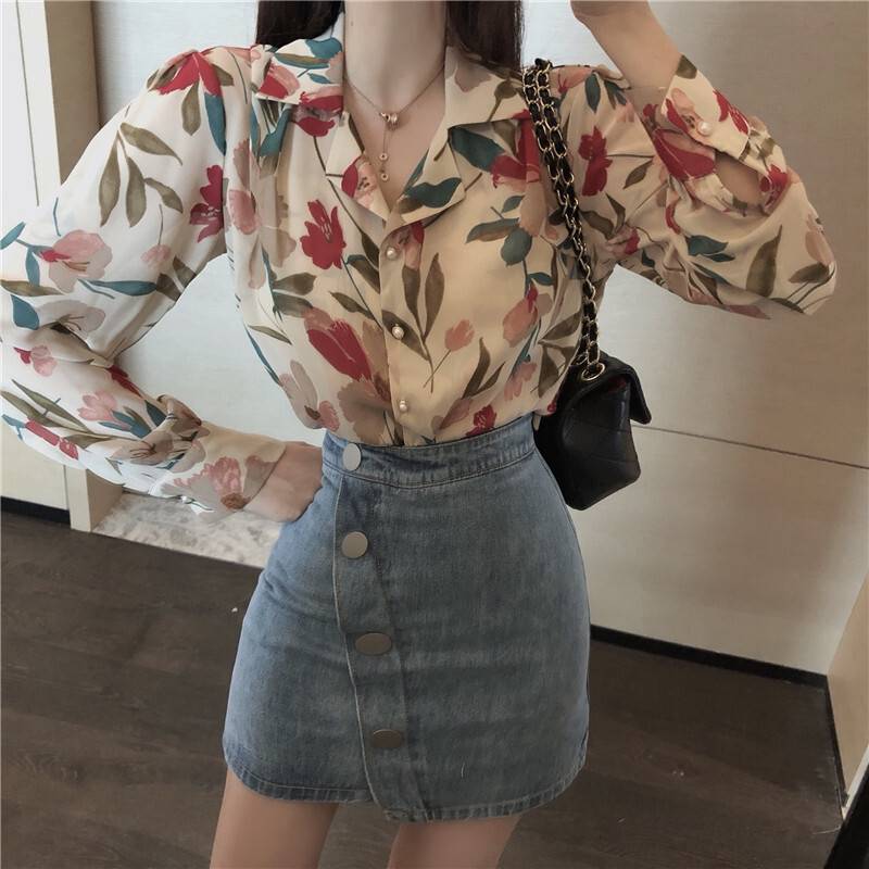 トップス レディース ブラウス 長袖 花柄 透け感 春 夏 秋 大人 可愛い 上品 きれいめ お洒落 シンプル..