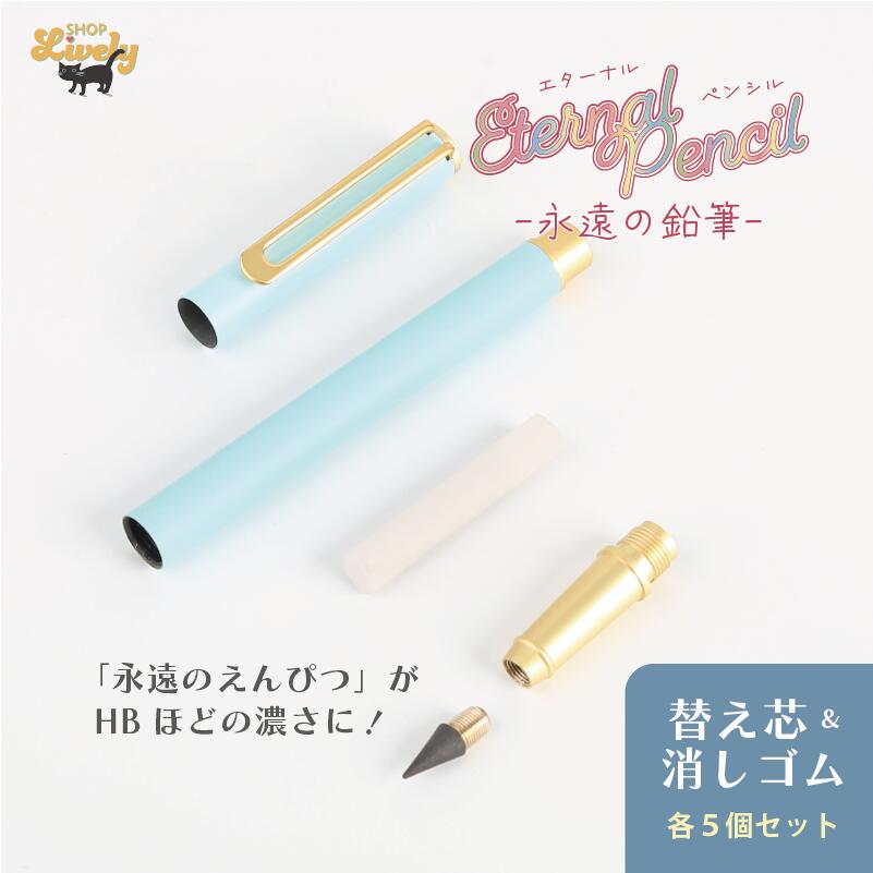 進化したエターナルペンシル 替え芯・消しゴム5個セット。 おもしろ文具 削らない 鉛筆 大人の鉛筆 ユニーク 雑貨 可愛い文房具 プレゼント えんぴつ エンピツ...