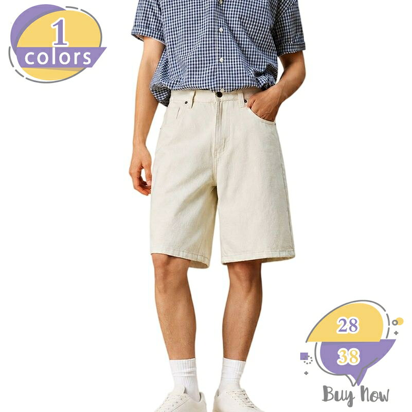 500円OFFクーポン デニムハーフパンツ メンズ ゆったり ショートパンツ 体型カバー…
