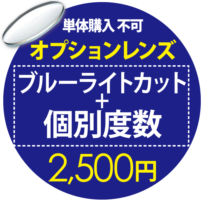 【期間限定★当選確率50％!!最大全額ポイントバック】 オプションレンズ【単体購入不可】 ブルーライトカット＋個別度数レンズ　2500円用