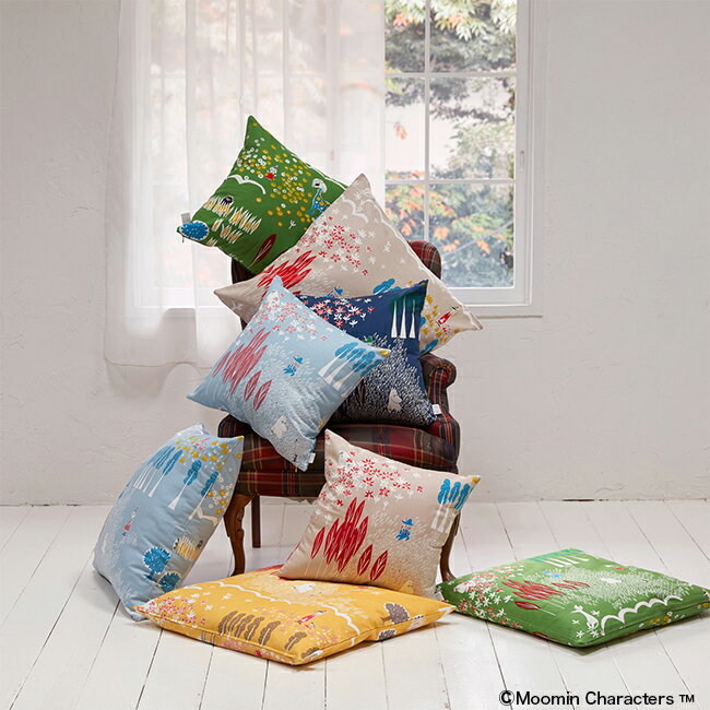 MOOMIN TRIBUTE WORKS クッションカバー 45×45cm ここにいるよ グレー クッションカバー 45 45 北欧 かわいい 布 チャック ファスナー インテリア 鈴木マサル ムーミン スニフ スナフキン ミイ ミィ ミー フローレン スティンキー [3]