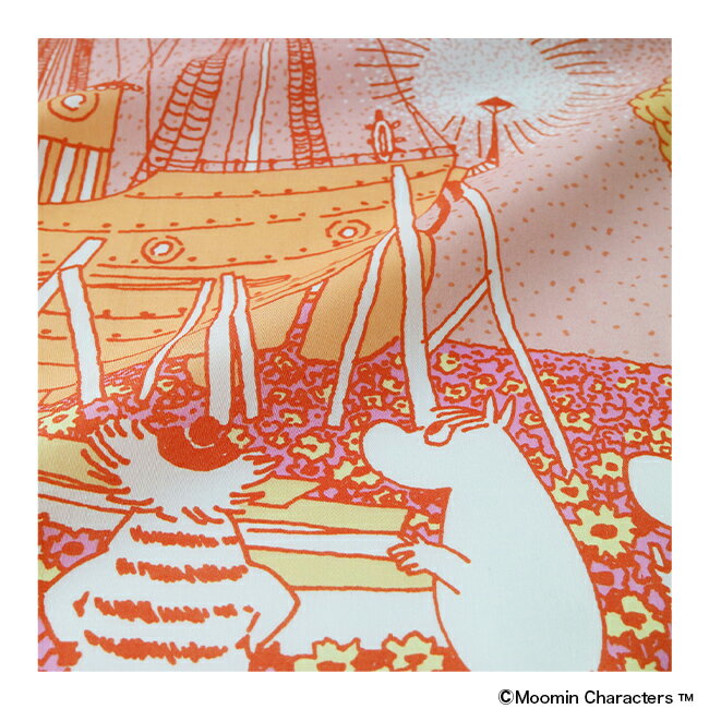 MOOMIN TRIBUTE WORKS ハンカチ 出航 コーラル ハンカチーフ キャラクター イラス...