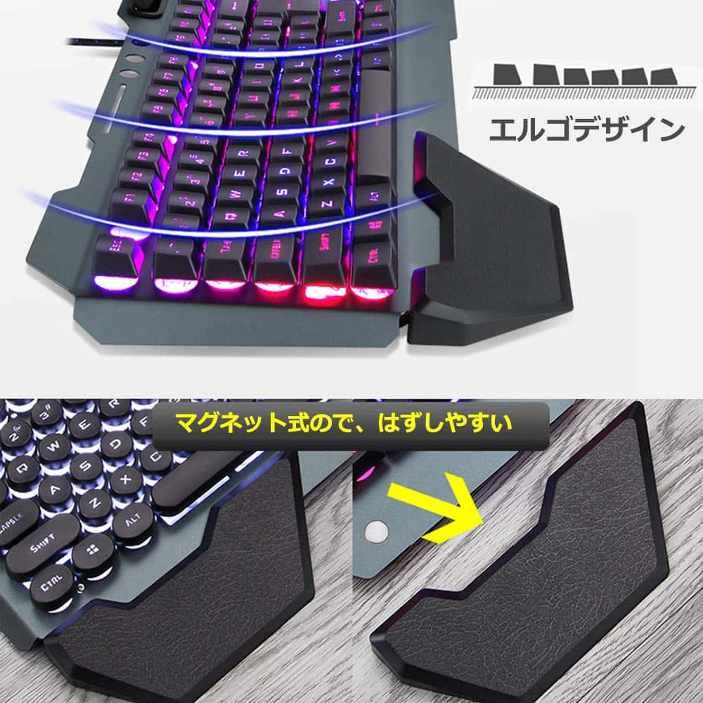 【ポイント 5倍UP !】ゲーミングキーボード マウスセット 光るキーボード K618 バックライト 26アンチゴースト 英語配列 RGB USB有線 104キー Windows/Mac OS対応