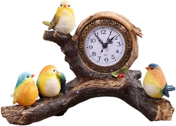 置時計卓上時計ファッションヴィンテージ樹脂鳥テーブル時計クリエイティブデスク時計デジタル時計リビングルームベッドルームベッドサイドミュートデスクトップクロック彫刻ミニサイズ 電池式ホームオフィスリビングルームベッドルームベッドサイド