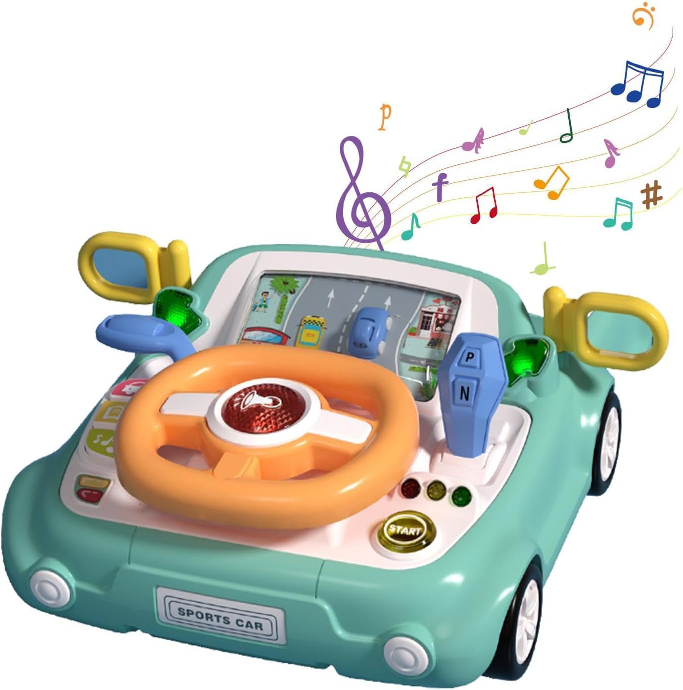 ?子供向けエンターテイメント: ステアリングホイールおもちゃは、子供たちが楽しむために特別に設計されたインタラクティブな音楽とボタンにより、子供たちに無限のエンターテイメントを提供します。鮮やかな色と遊び心のあるサウンドを備えたこのおもちゃは、子どもたちの創造性と想像力を刺激し、何時間も夢中にさせてくれます。 ?多機能デザイン：当社のおもちゃのステアリングホイールは、単なる遊びの楽しみ以上のものです。ハンドル、ホーン、ギアレバー、サウンドボタンなどの複数の機能を備えており、感覚を刺激しながら、お子様の探求、創造性、発達を促します。 ?丈夫な素材: この子供用ハンドルおもちゃは、想像力と創造性を刺激するように設計されています。安全で耐久性のある素材で作られており、頻繁な摩耗や損傷に耐えることができます。しっかりとした厚みがあるので、お手入れも簡単です。このハンドルおもちゃは素晴らしい贈り物です ?発達の成長：器用さ、調整力、集中力を向上させるのに最適なおもちゃである子供用ステアリングホイールおもちゃは、細かい運動能力と認知スキルを楽しく強化する方法です。おもちゃのハンドルで楽しく遊びながら、お子様の成長と発達を促します。 ?素晴らしいギフト: ハンドルおもちゃでお子様の想像力と協調性を高めます。男の子にも女の子にも最適なこのギフトは、認知能力と運動能力を向上させるように設計されています。クリスマス、子供の日、誕生日など、当社のハンドルおもちゃはお子様の遊びの時間に興奮と発展をもたらします。