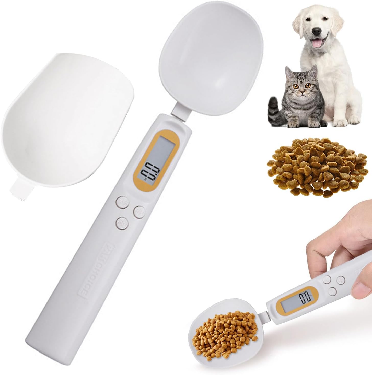 計量スプーン 大・小2種類 犬・猫用 デジタル計量スプーン 充電式 LCDモニター測定 取り外し可能 高精度±1g 4測定単位 耐久性 健康 科学的飼育 ペット用品
