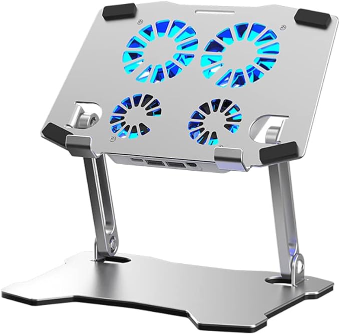 タブレット スタンド iPad 冷却ファン アルミ合金製 iPad冷却台 四つファン付き ホルダー 冷却スタンド..