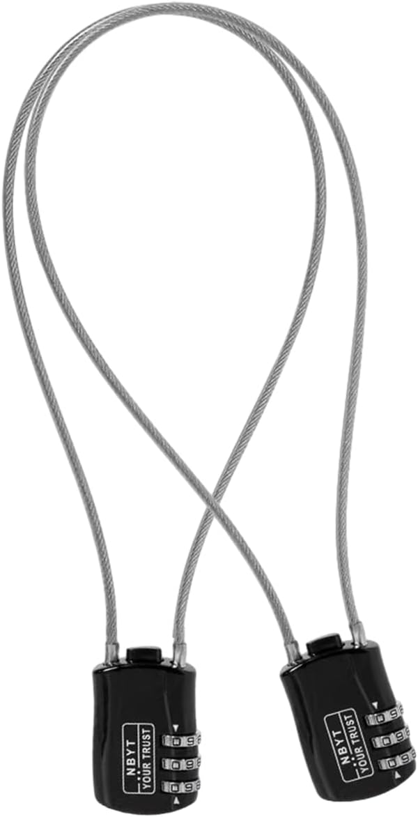 ダイヤル式南京錠 2個入り 防水ワイヤーロック 3桁盗難防止 旅行必 スーツケース、ヘルメット、自転車のかごに最適 - 多様な利用シーンで安心保護 (ブラック)