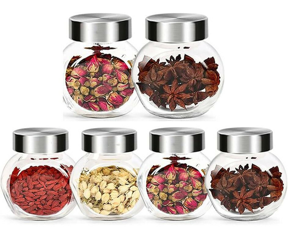 6個セット 保存容器 ガラス キャニスター 密閉容器 密封容器 貯蔵容器 200ml