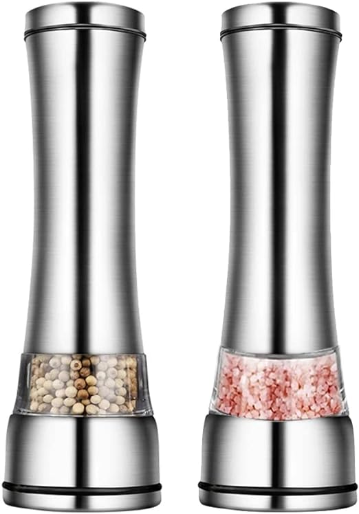 2個ペッパーミルセット 調整可能 ステンレス製 調味料入れ 調理器具セット さまざまなスパイス用 便利