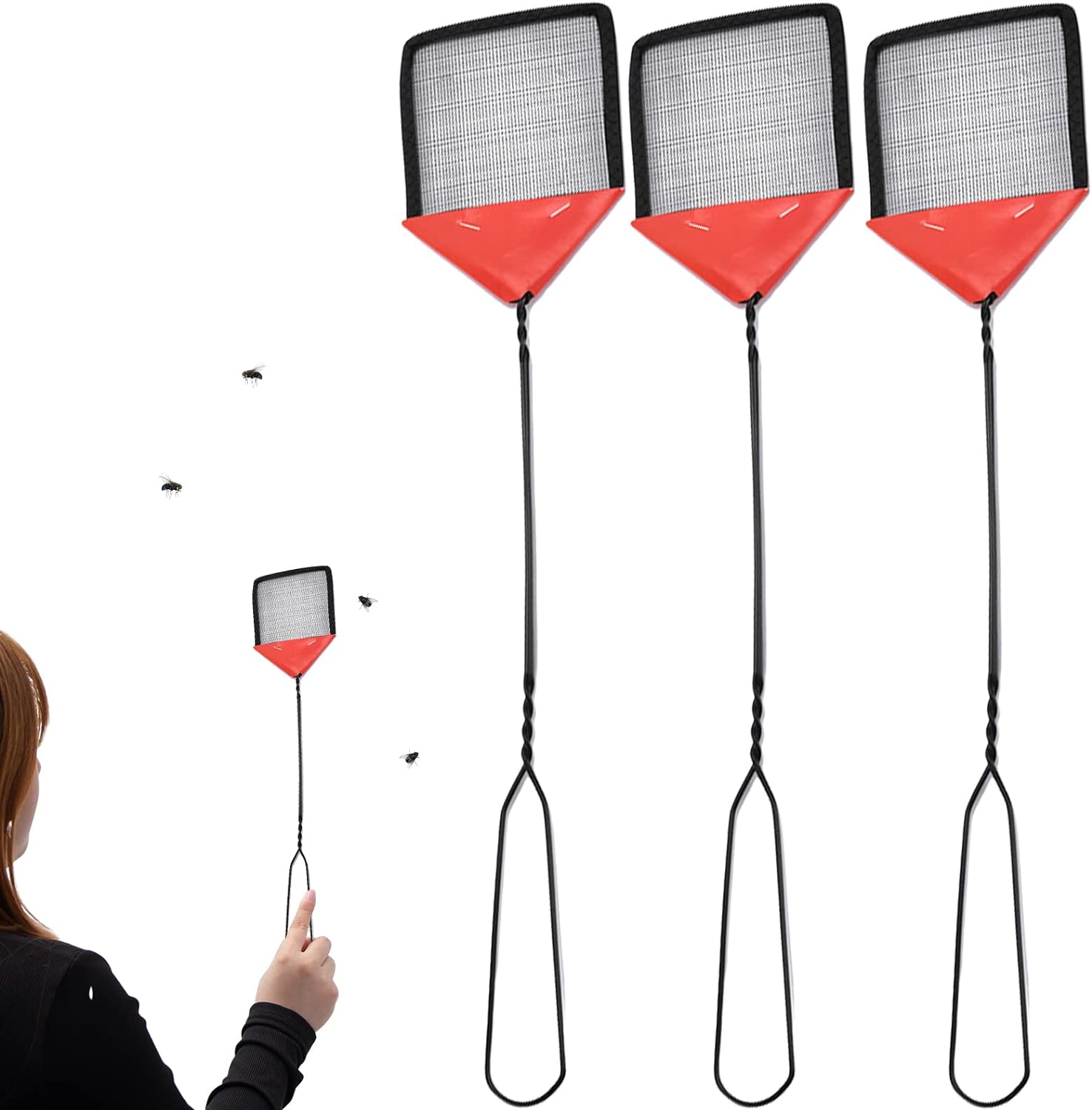 ハエたたき 3個/ 5個セット ハエ叩き 蚊たたき 害虫駆除 害虫キラー 手動 耐久性 伸縮式 便利グッズ 屋内 屋外 家庭用 教室用 収納簡単 軽量 持ち運び便利 ポータブル 害虫キラー
