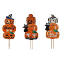 【楽天スーパーSALE10%OFF】パンプキンヤードステークス - ハロウィンの庭の装飾屋外 幽霊 カボチ 魔女 コウモリ付きの不気味なハロウィーンヤードステークス 芝生屋外用ハロウィーンホームデコレーション