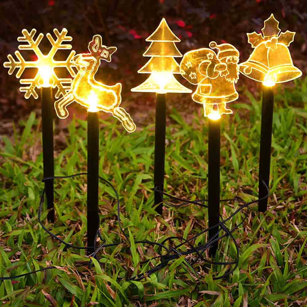 5柄セット クリスマス 飾り ソーラーライト 埋め込みライト 屋外ガーデンデコレーションライト イルミネーションライト 庭園灯 芝生ランプ 自動点灯 芝生 庭 風景 ソーラー充電 電飾 飾りライト パーティ 装飾 防水