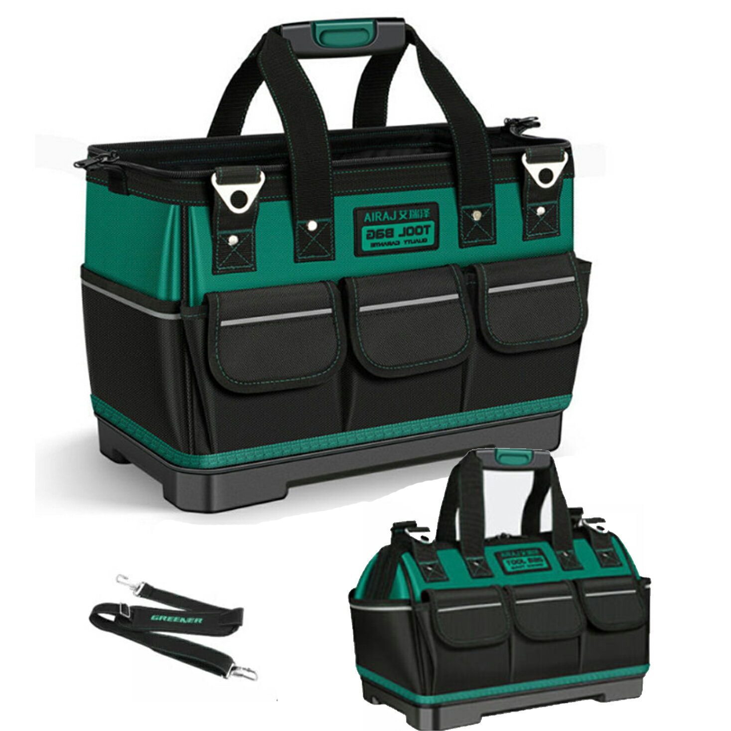 ツールバッグ 工具バッグ 2way 工具袋 道具袋 工具差し入れ 肩掛けベルト付き 大口収納 大容量 1680Dオ..