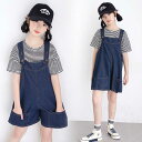 2点セット キッズ服 デニム サロペット パンツ ボトムス 女の子 オーバーオール ジーンズ ポケット付き ガールズ 子供服 オールインワン 春夏 春秋 普段着 子供服 キッズ服 デニムパンツ 女の子 デニム サロペット