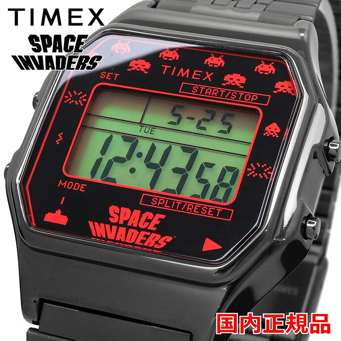 TIMEX 腕時計 タイメックス 時計 ウォッチ TW2V30200 TIMEX 80 Space Invaders スペースインベーダーコラボ ブラック 【国内正規品】