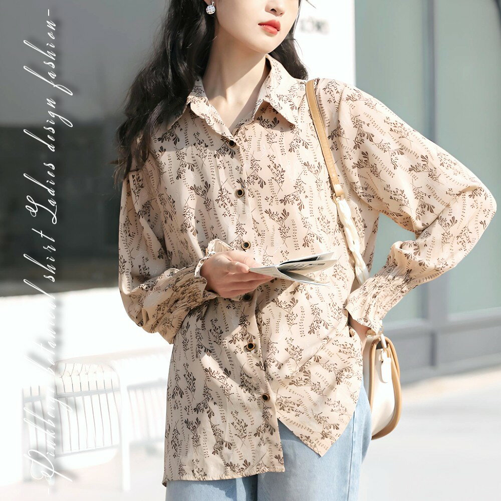 10%オフクーポン 【毎日当日発送】 大きいサイズ レトロな淡いピンクベージュベース シャーリング袖 ボ..