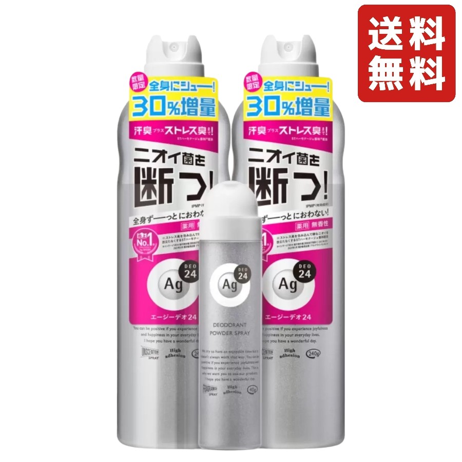 Agデオ24 パウダースプレー 無香料 240g x 2 ＋40g 汗対策 暑さ対策 夏 脇 首筋 胸もと 背中 汗臭 体臭 汗吸着パウダー 肌快適 汗を抑える汗取りパッド効果 さらさらパウダー