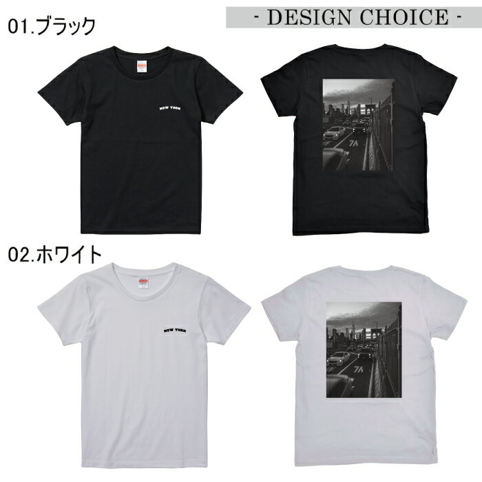 送料無料 tシャツ レディース 半袖 トップス プリントTシャツ tee カットソー アメカジ サーフ サーフ系 surf カジュアル ティーシャツ ニューヨーク NY アメリカ 白黒 モノクロ
