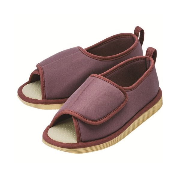 竹虎 転倒予防シューズつま先なしあずきLL