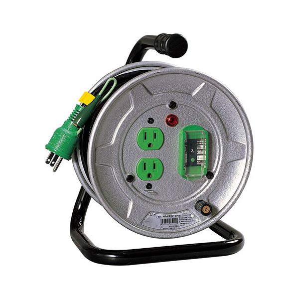 日動工業 コードリール 100V 屋内用 漏電保護専用ブレーカー付 10m シルバー NICHIDO-NS-EB12